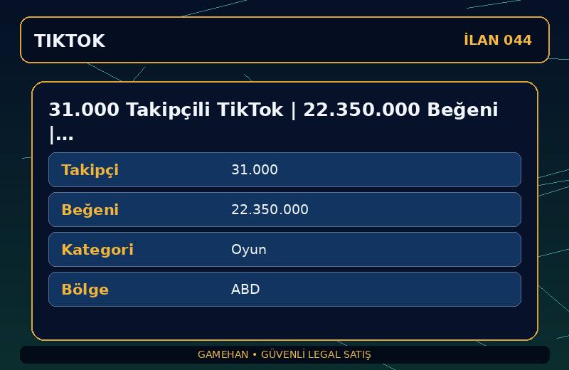 31.000 Takipçili TikTok | 22.350.000 Beğeni | Oyun | ABD