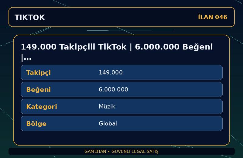 149.000 Takipçili TikTok | 6.000.000 Beğeni | Müzik | Global