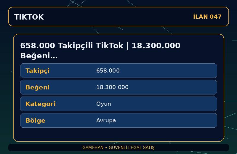 658.000 Takipçili TikTok | 18.300.000 Beğeni | Oyun | Avrupa