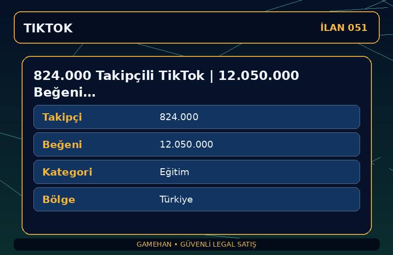 824.000 Takipçili TikTok | 12.050.000 Beğeni | Eğitim | Türkiye
