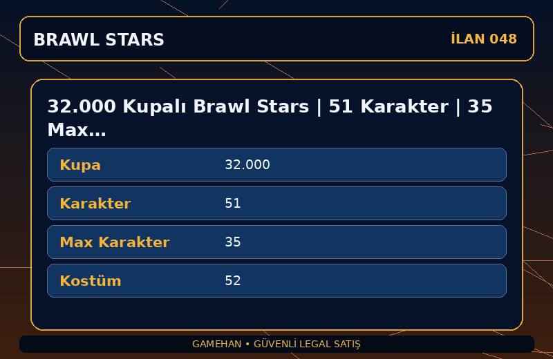 32.000 Kupalı Brawl Stars | 51 Karakter | 35 Max | 52 Kostüm