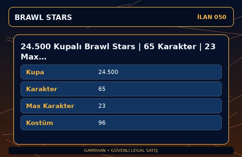24.500 Kupalı Brawl Stars | 65 Karakter | 23 Max | 96 Kostüm