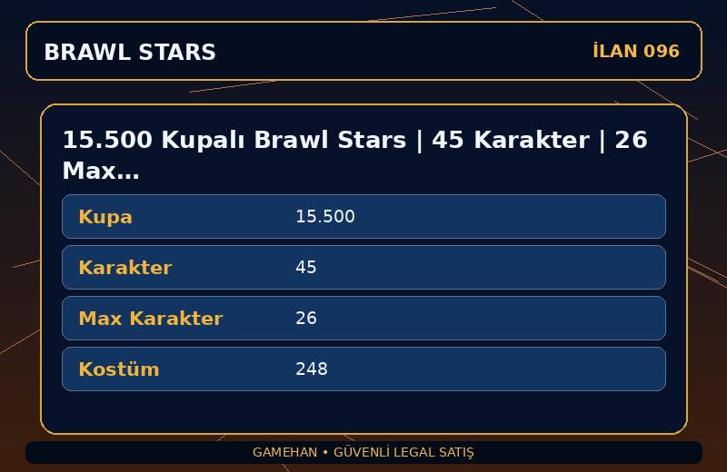 15.500 Kupalı Brawl Stars | 45 Karakter | 26 Max | 248 Kostüm