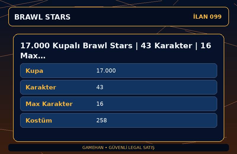 17.000 Kupalı Brawl Stars | 43 Karakter | 16 Max | 258 Kostüm