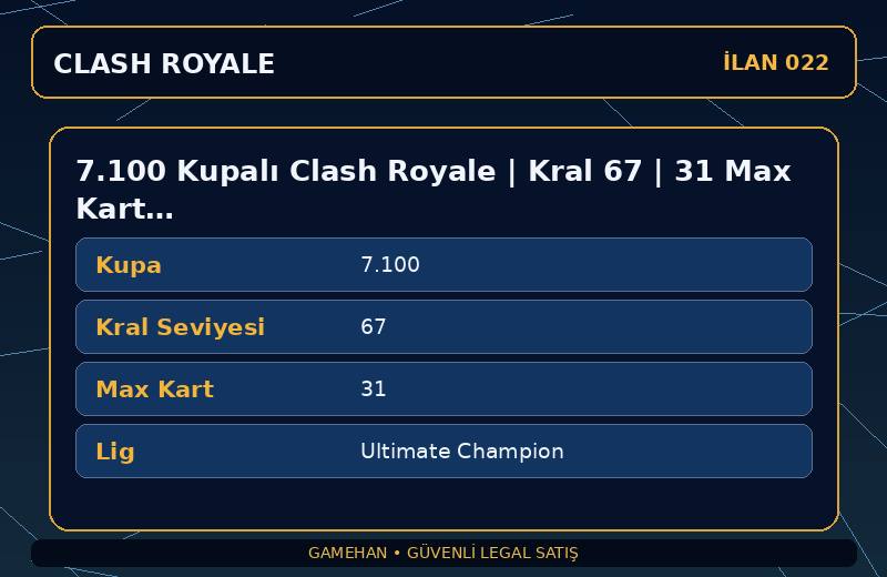 7.100 Kupalı Clash Royale | Kral 67 | 31 Max Kart | Ultimate Champion