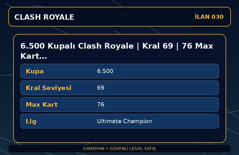 6.500 Kupalı Clash Royale | Kral 69 | 76 Max Kart | Ultimate Champion