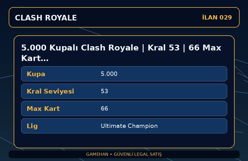5.000 Kupalı Clash Royale | Kral 53 | 66 Max Kart | Ultimate Champion