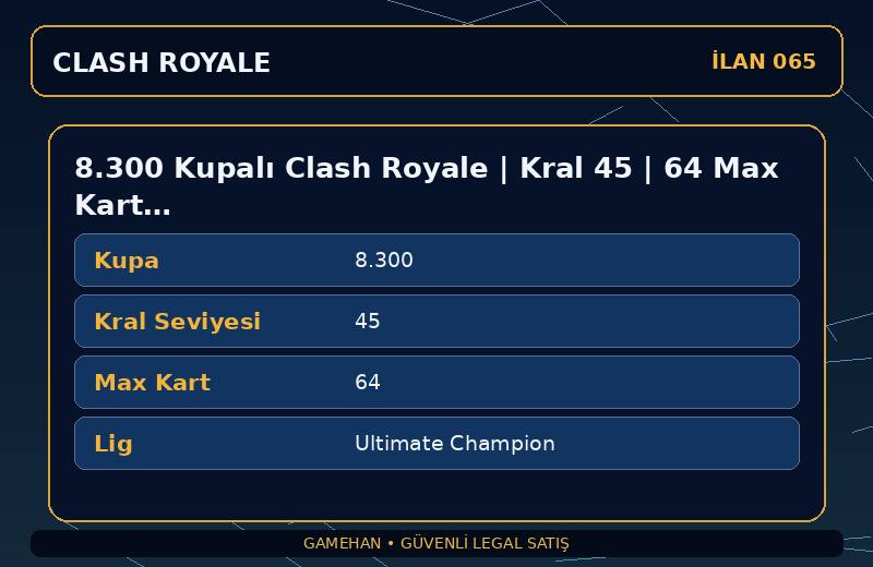 8.300 Kupalı Clash Royale | Kral 45 | 64 Max Kart | Ultimate Champion