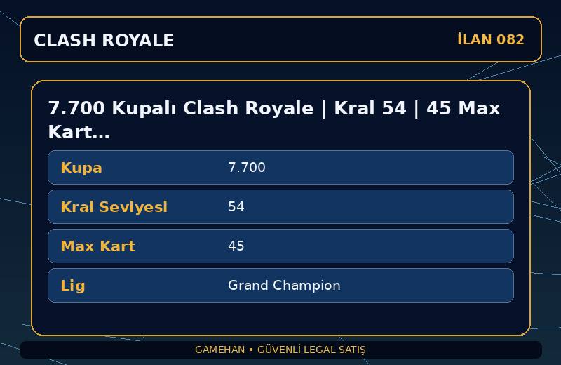 7.700 Kupalı Clash Royale | Kral 54 | 45 Max Kart | Grand Champion