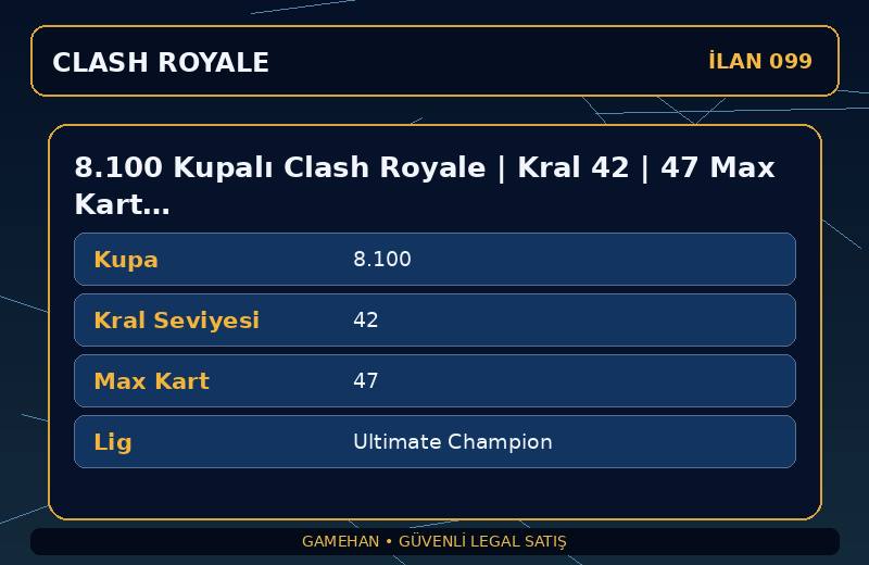 8.100 Kupalı Clash Royale | Kral 42 | 47 Max Kart | Ultimate Champion