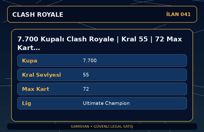 7.700 Kupalı Clash Royale | Kral 55 | 72 Max Kart | Ultimate Champion