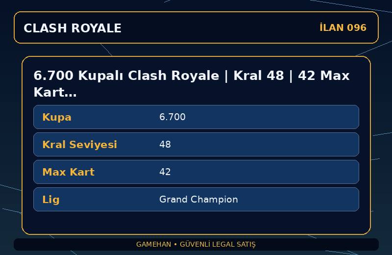6.700 Kupalı Clash Royale | Kral 48 | 42 Max Kart | Grand Champion