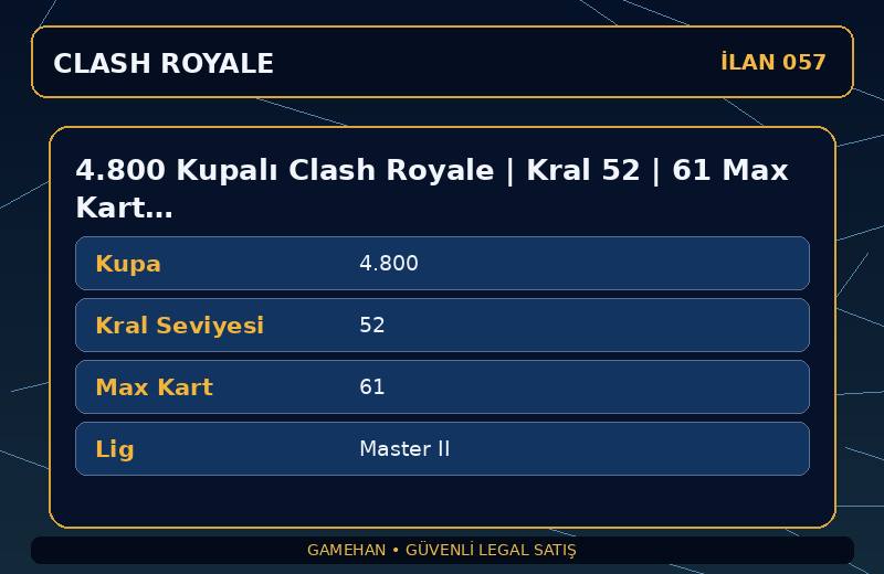 4.800 Kupalı Clash Royale | Kral 52 | 61 Max Kart | Master II