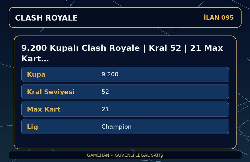 9.200 Kupalı Clash Royale | Kral 52 | 21 Max Kart | Champion