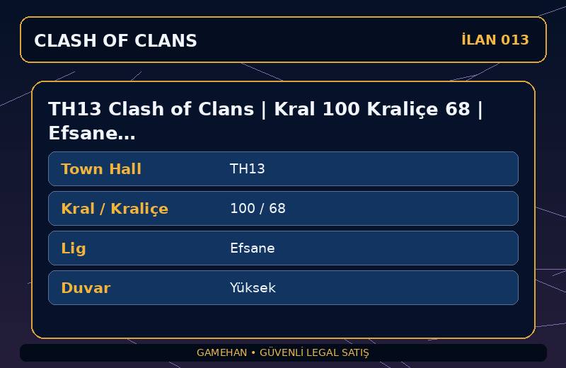 TH13 Clash of Clans | Kral 100 Kraliçe 68 | Efsane Lig | Yüksek Duvar