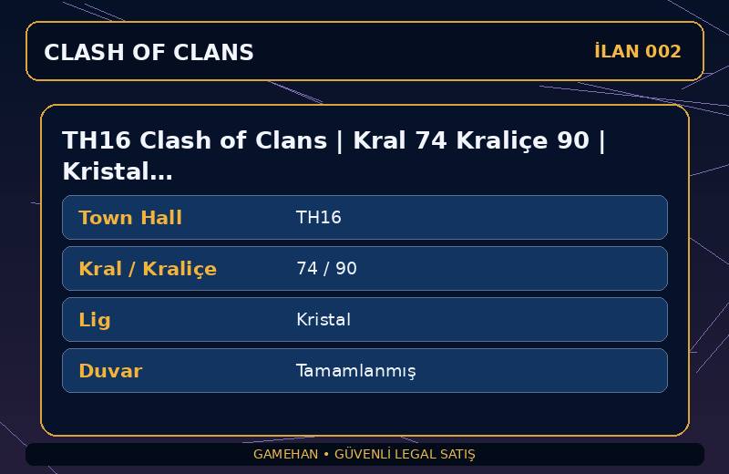 TH16 Clash of Clans | Kral 74 Kraliçe 90 | Kristal Lig | Tamamlanmış Duvar