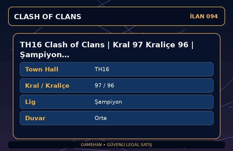TH16 Clash of Clans | Kral 97 Kraliçe 96 | Şampiyon Lig | Orta Duvar