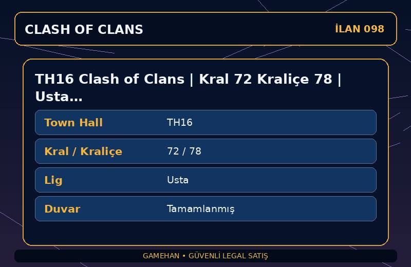 TH16 Clash of Clans | Kral 72 Kraliçe 78 | Usta Lig | Tamamlanmış Duvar