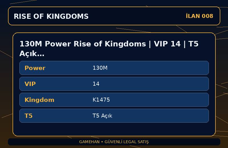 130M Power Rise of Kingdoms | VIP 14 | T5 Açık | K1475