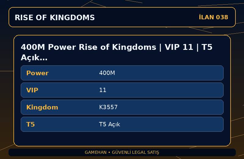 400M Power Rise of Kingdoms | VIP 11 | T5 Açık | K3557