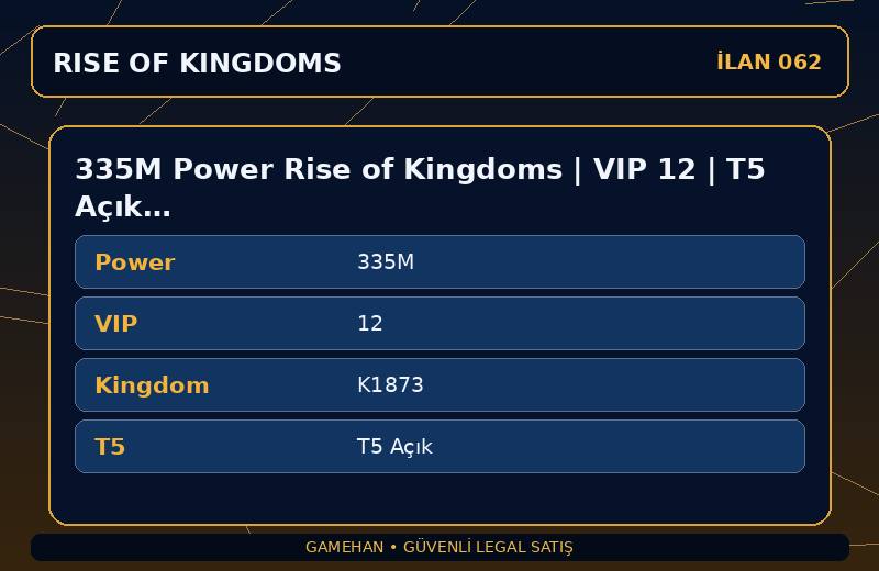 335M Power Rise of Kingdoms | VIP 12 | T5 Açık | K1873